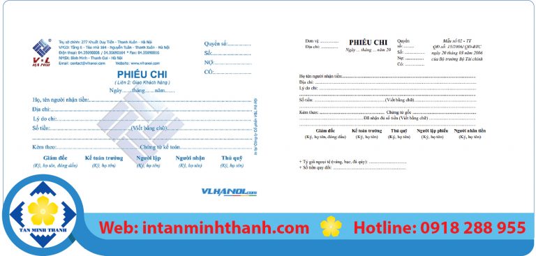 Dịch vụ in phiếu chi đẹp giá rẻ