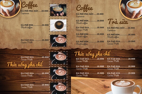 Cách thiết kế menu quán cà phê