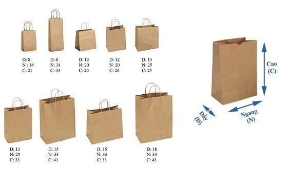 Hướng dẫn chọn kích thước túi giấy